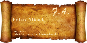 Friss Albert névjegykártya